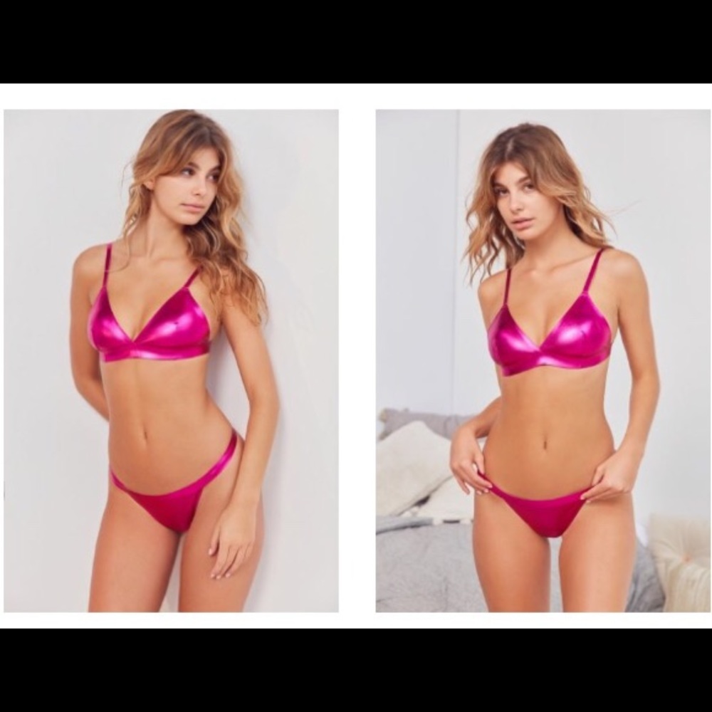 Metallic Pink Bralette and Thong set NWOT